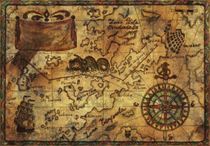 old-pirate-map-fabric-texture-effect-hand-drawn-illustration-desaturated-50719155